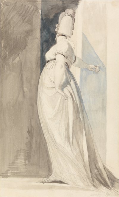 Vista posteriore di una donna in piedi, chiamata Mrs. Fuseli da Johann Heinrich Füssli